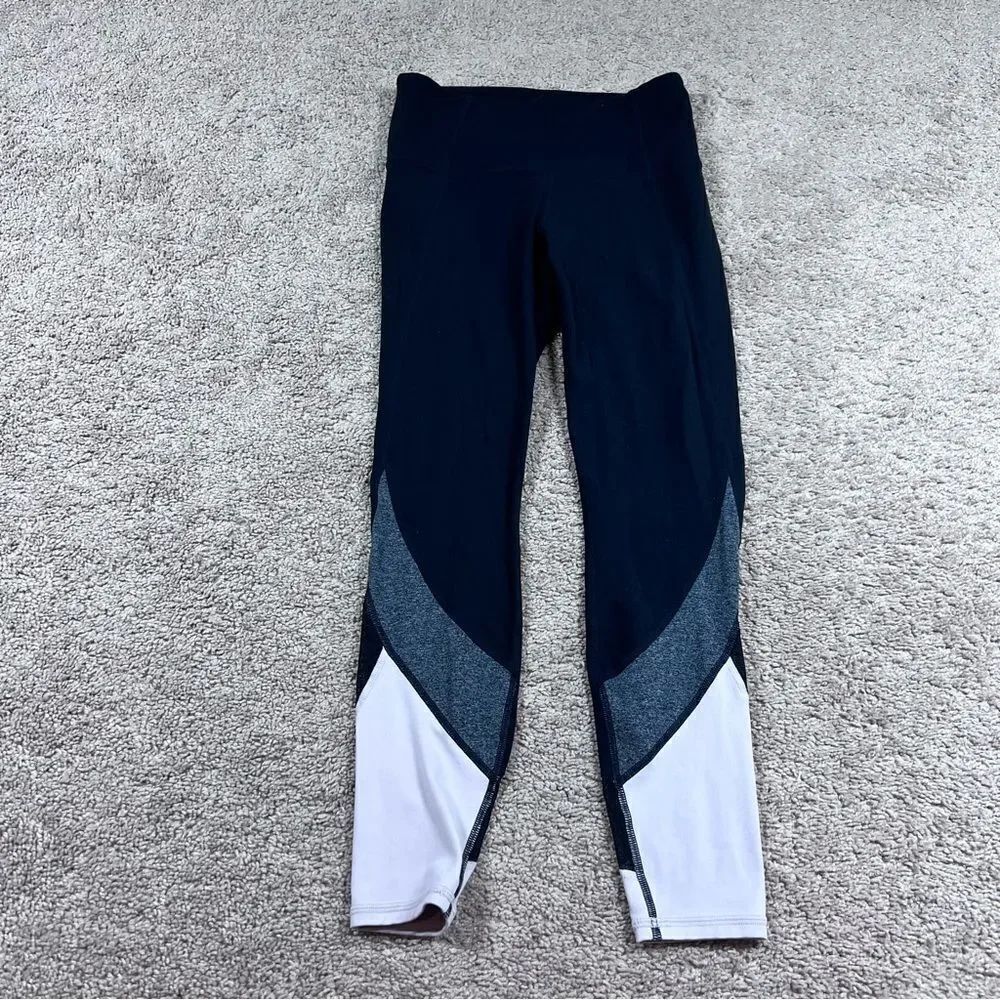 Athleta Colorblock Salutation 7/8 Leggings 281493 Black womens Size XS